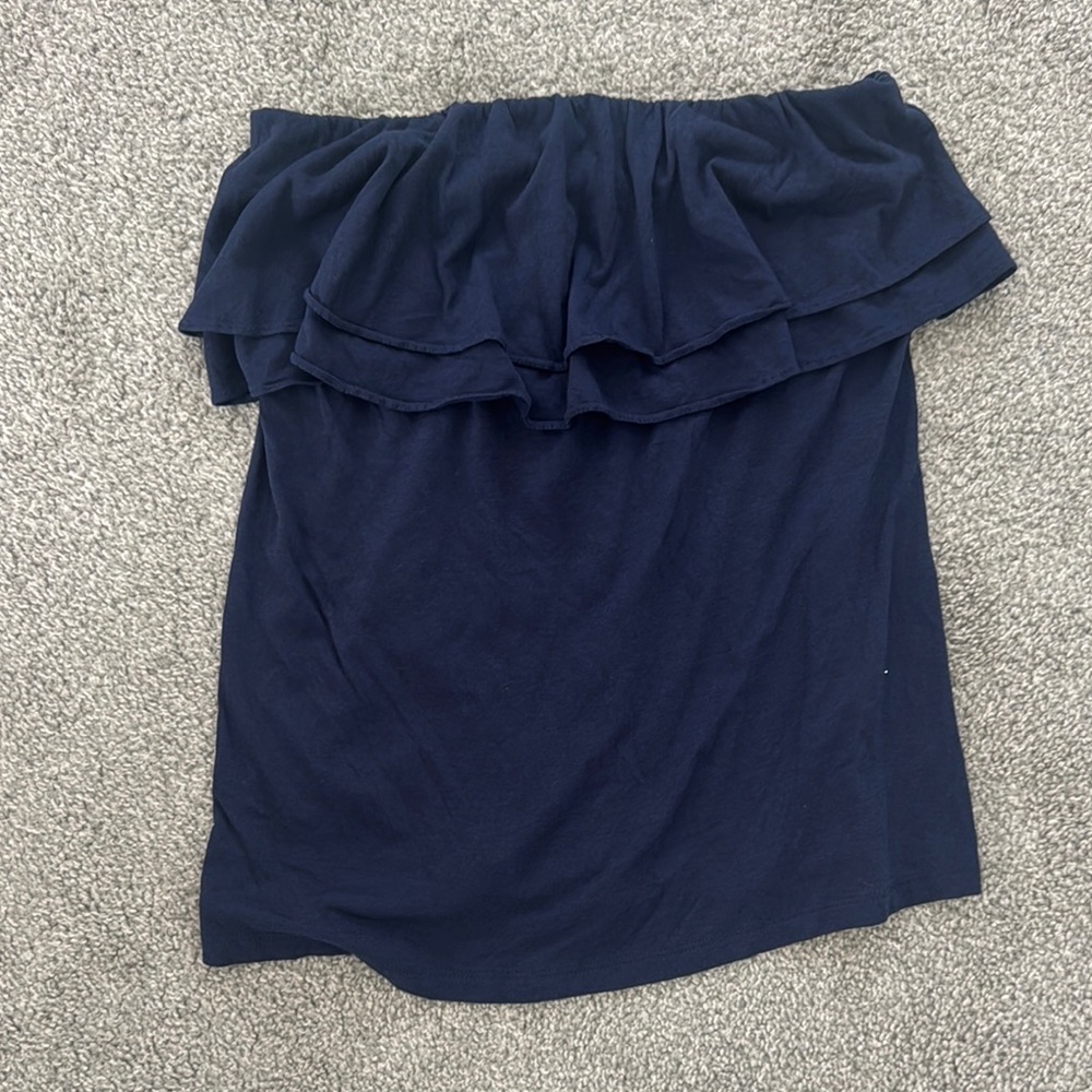 Lilly Pulitzer Blue Ruffled strapless tank top